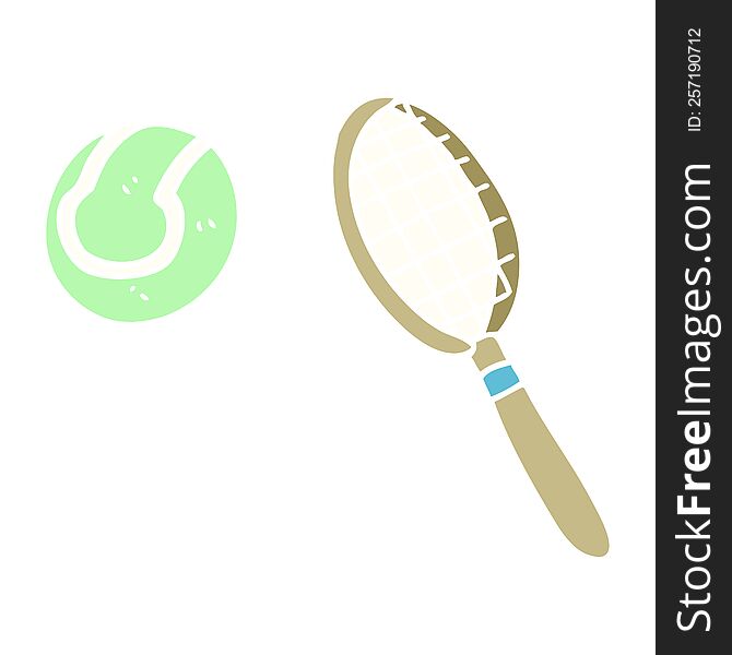 Cartoon Doodle Tennis Racket And Ball