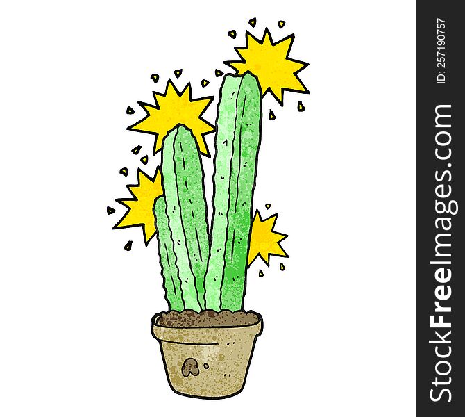 freehand textured cartoon cactus