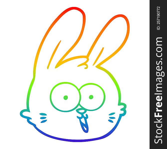 Rainbow Gradient Line Drawing Cartoon Rabbit Face