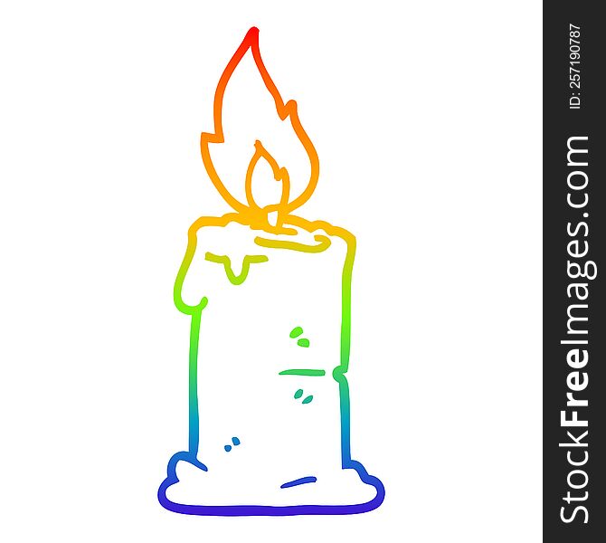 Rainbow Gradient Line Drawing Cartoon Lit Candle