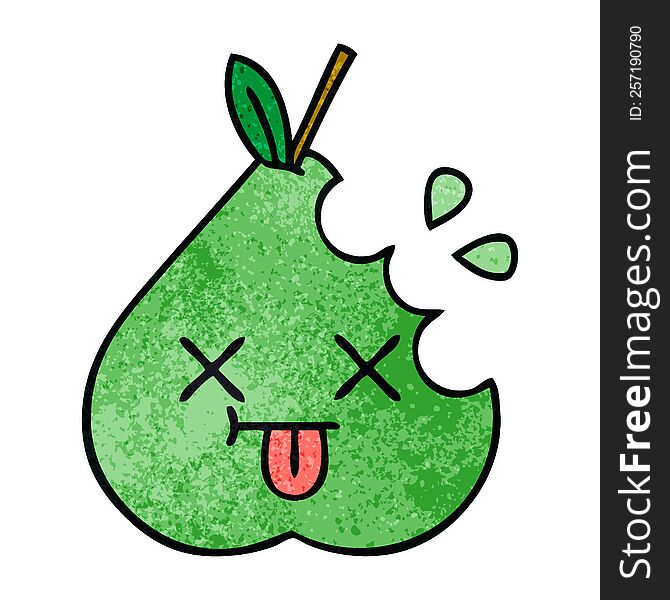 Retro Grunge Texture Cartoon Green Pear