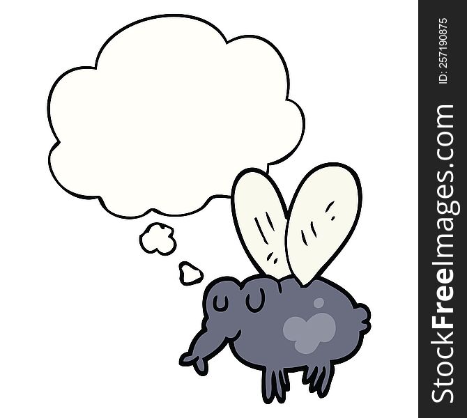 cartoon fly with thought bubble. cartoon fly with thought bubble