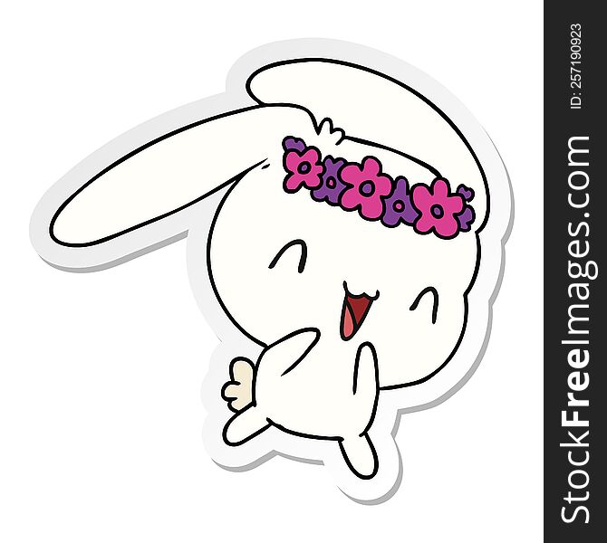 sticker cartoon illustration kawaii cute furry bunny. sticker cartoon illustration kawaii cute furry bunny