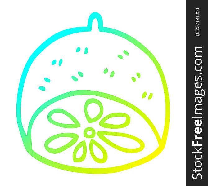 cold gradient line drawing of a cartoon lime fruit