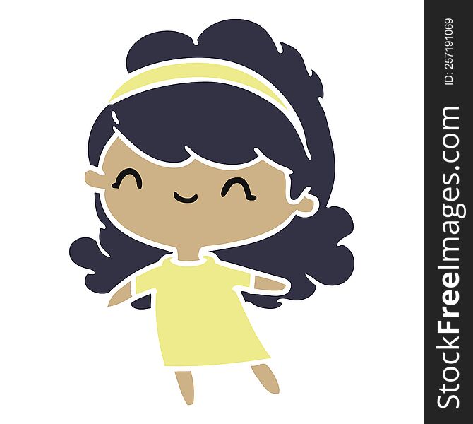 cartoon illustration kawaii girl with head band. cartoon illustration kawaii girl with head band