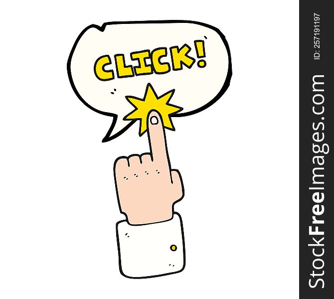 Speech Bubble Cartoon Click Sign With Finger