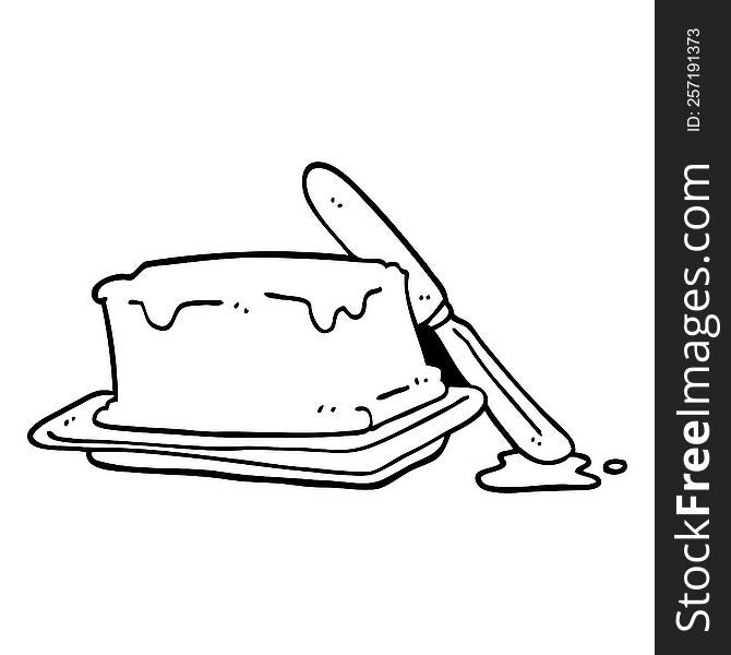 Line Drawing Cartoon Butter And Knife