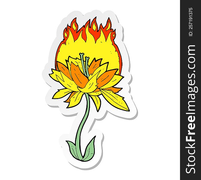 sticker of a cartoon burning flower