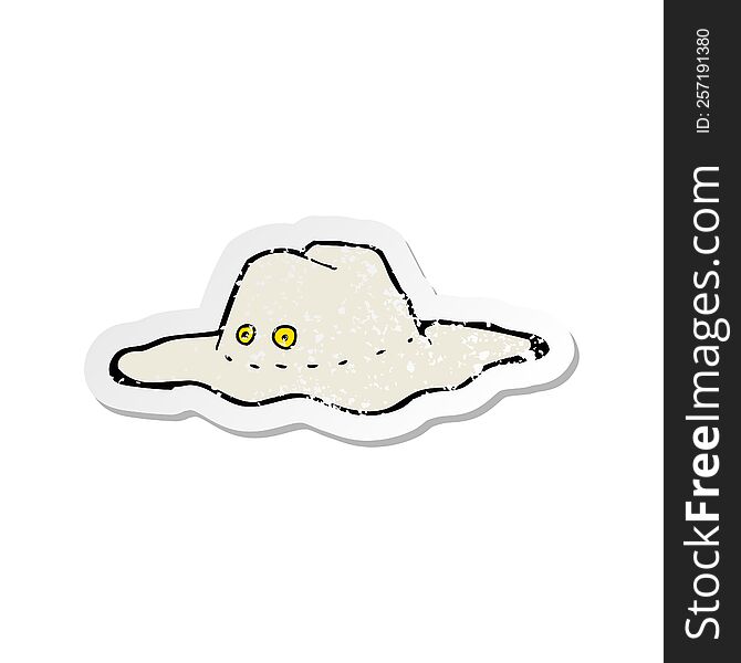 Retro Distressed Sticker Of A Cartoon Old Australian Hat