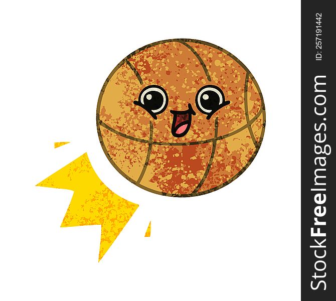Retro Illustration Style Cartoon Basketball