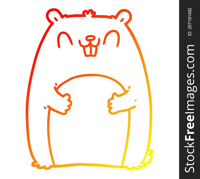 warm gradient line drawing of a cartoon happy gopher