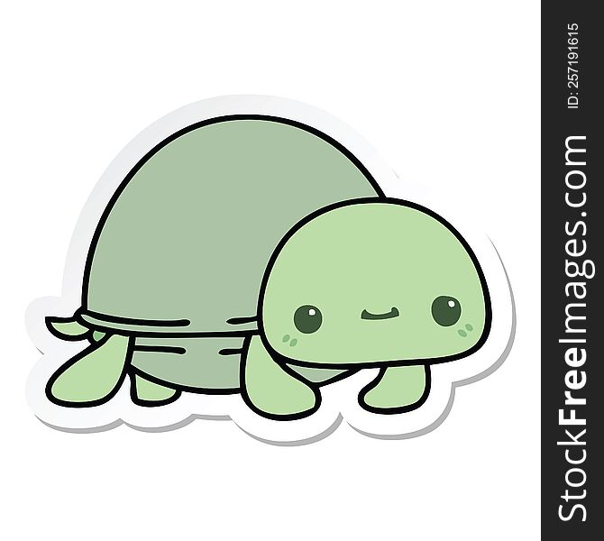 Sticker Of A Quirky Hand Drawn Cartoon Turtle