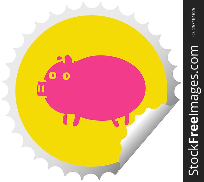 Circular Peeling Sticker Cartoon Fat Pig
