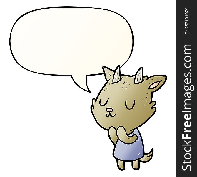 Cute Cartoon Goat And Speech Bubble In Smooth Gradient Style