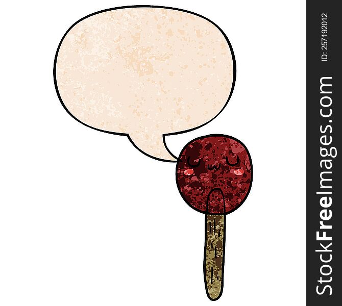 Cartoon Lollipop And Speech Bubble In Retro Texture Style