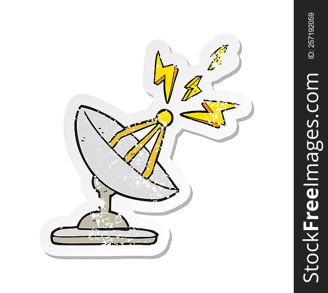 retro distressed sticker of a cartoon satellite dish
