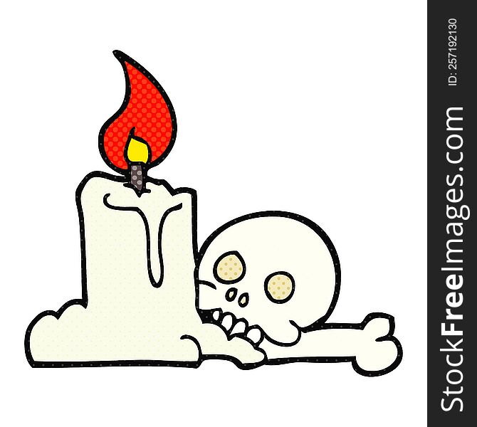 Cartoon Spooky Skull And Candle