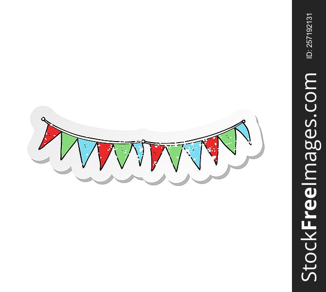 Retro Distressed Sticker Of A Cartoon Bunting Flags