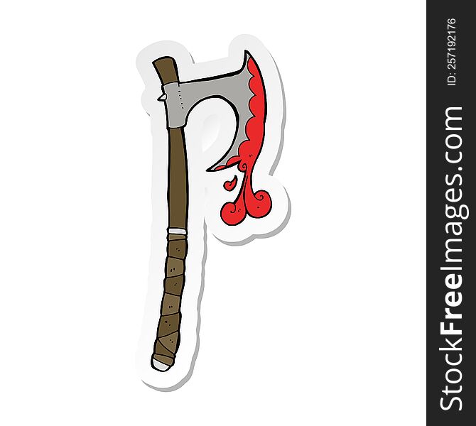 sticker of a cartoon viking axe
