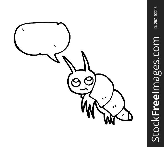 freehand drawn speech bubble cartoon little bug