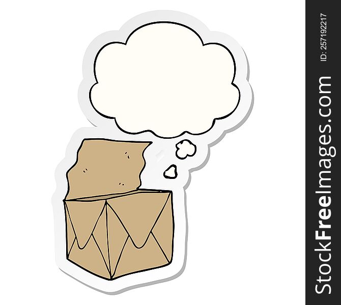 cartoon package with thought bubble as a printed sticker
