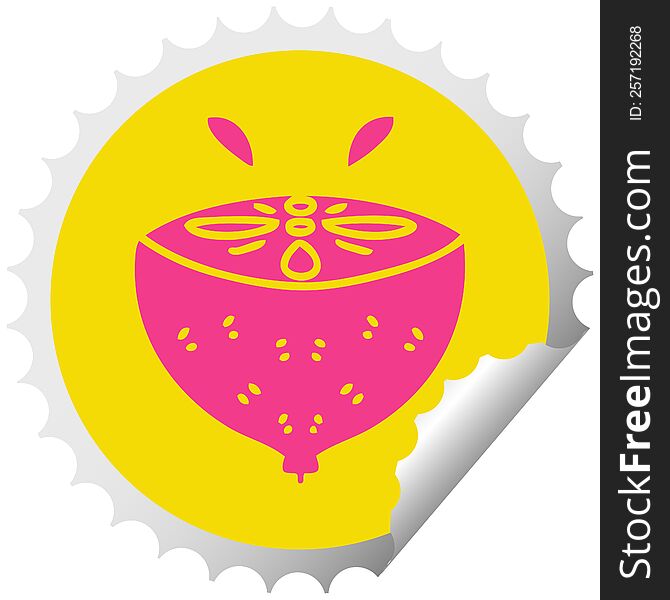 Quirky Circular Peeling Sticker Cartoon Lemon