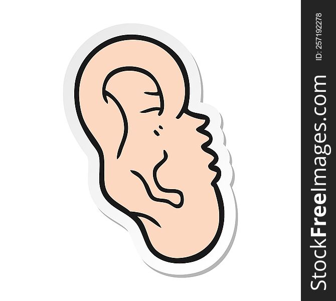 sticker of a cartoon human ear