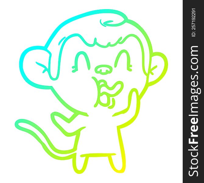 Cold Gradient Line Drawing Crazy Cartoon Monkey