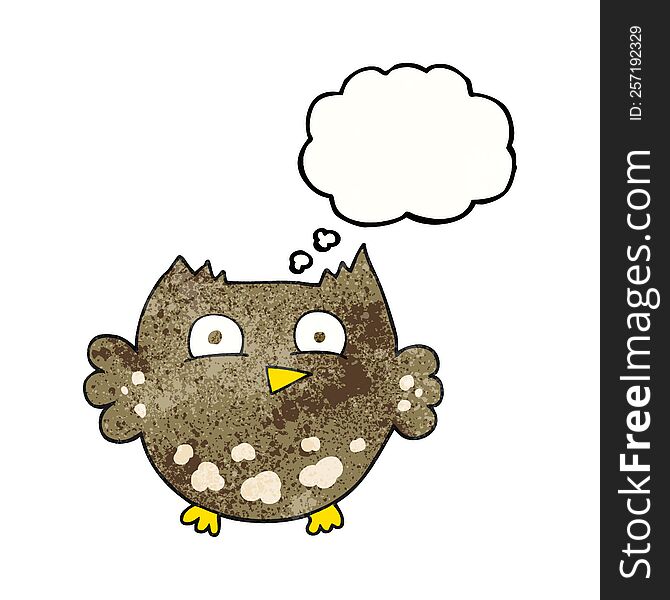 Thought Bubble Textured Cartoon Little Owl