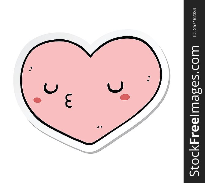 Sticker Of A Cartoon Love Heart