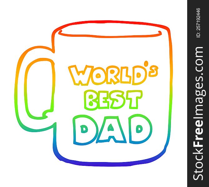 rainbow gradient line drawing of a worlds best dad mug