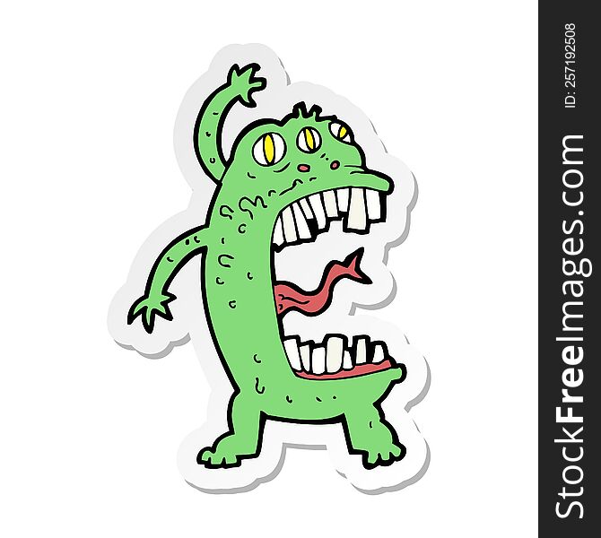 Sticker Of A Cartoon Crazy Monster