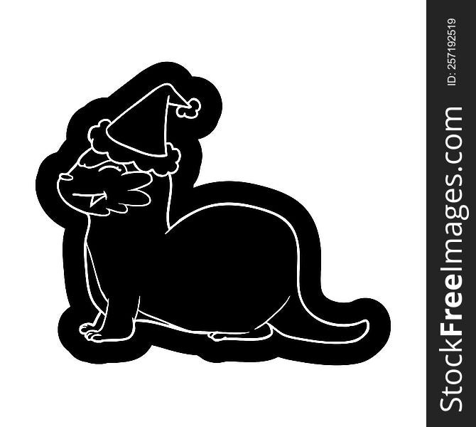 Laughing Otter Cartoon Icon Of A Wearing Santa Hat