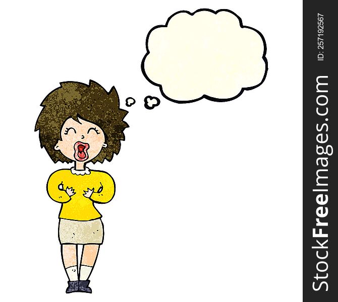 Cartoon Screaming Woman With Thought Bubble