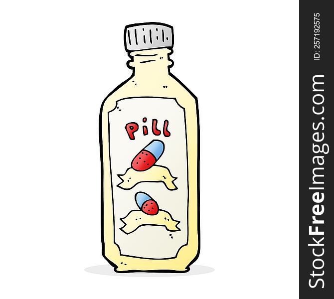 cartoon old bottle of pills