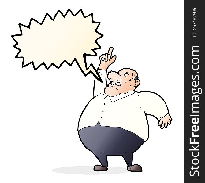 cartoon big fat boss with speech bubble