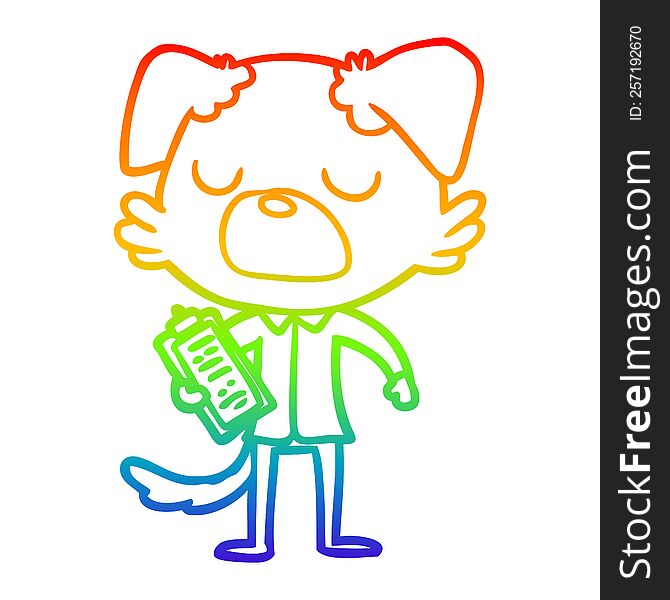 rainbow gradient line drawing of a cartoon dog manager