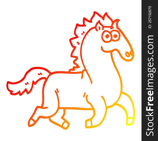 warm gradient line drawing cartoon magnificent stallion