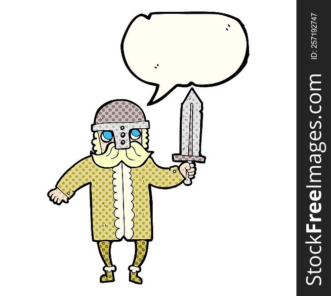 Comic Book Speech Bubble Cartoon Saxon Warrior