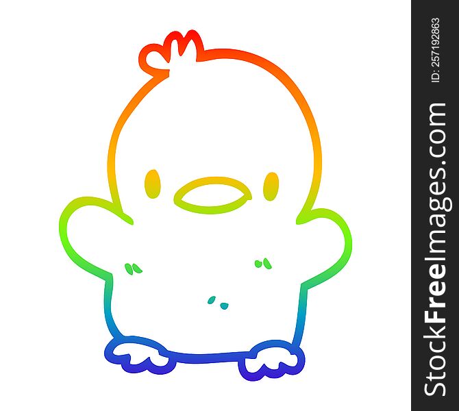 Rainbow Gradient Line Drawing Cute Cartoon Chick