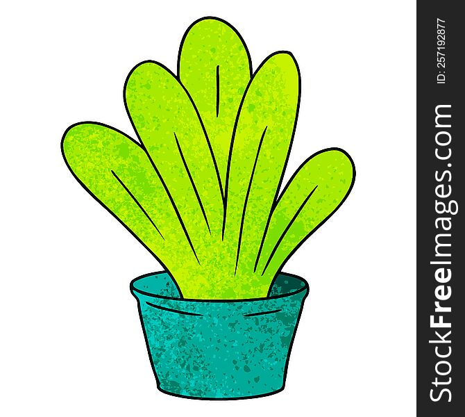 hand drawn textured cartoon doodle of a green indoor plant