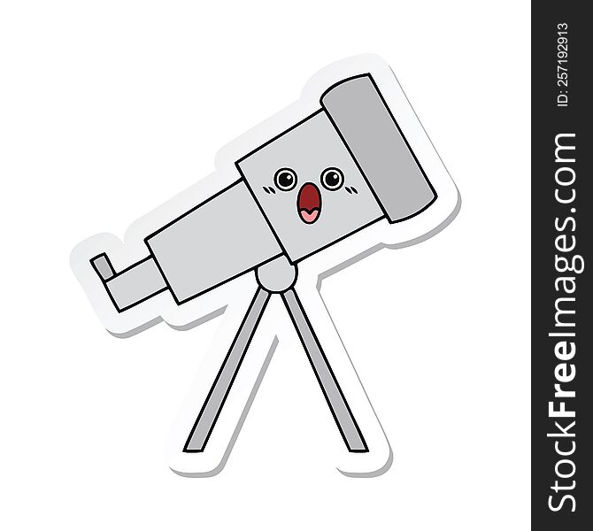 sticker of a cute cartoon telescope