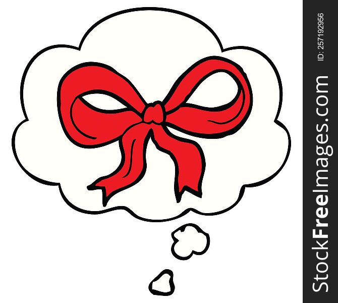 Cartoon Decorative Bow And Thought Bubble