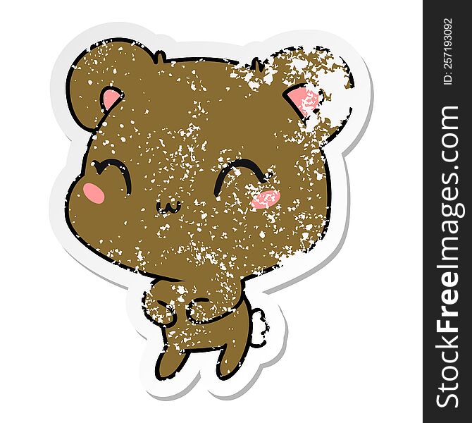 distressed sticker cartoon kawaii cute teddy bear