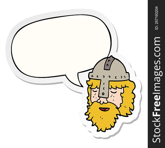 cartoon viking face with speech bubble sticker