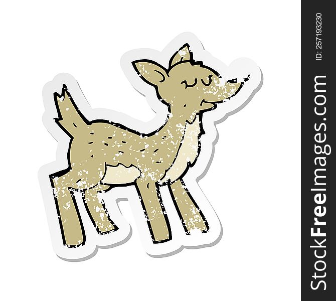 retro distressed sticker of a cute cartoon deer
