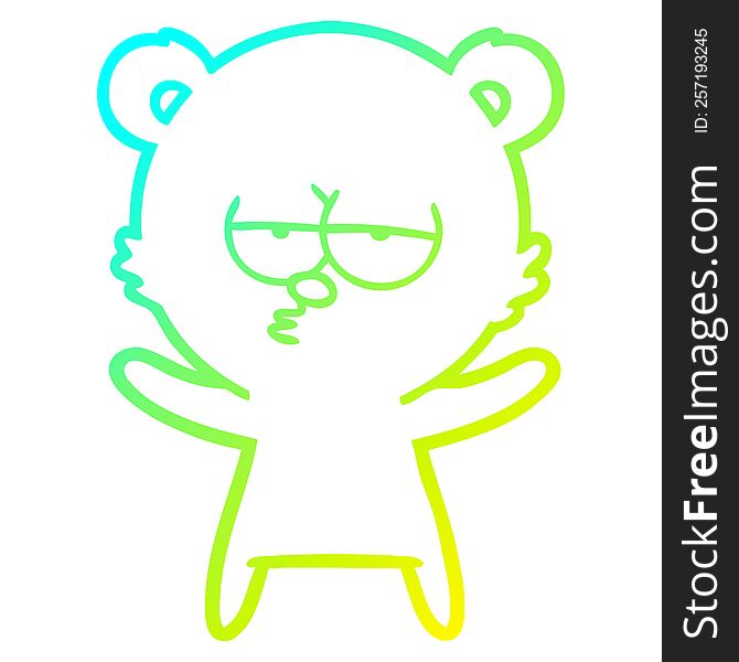 Cold Gradient Line Drawing Bored Bear Cartoon