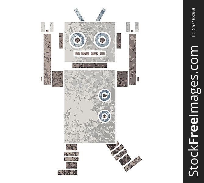 Retro Illustration Style Cartoon Dancing Robot