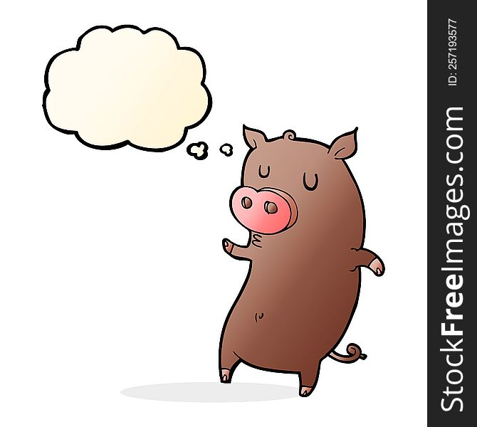 Funny Cartoon Pig With Thought Bubble