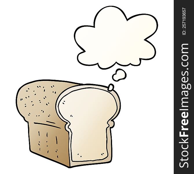 Cartoon Loaf Of Bread And Thought Bubble In Smooth Gradient Style